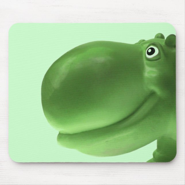 Happy Hippo Green Mouse Pad (Front)