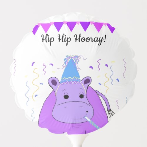 Happy Hippo Hip Hip Hooray Balloon