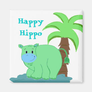 Happy Hippo in the Water Magnet