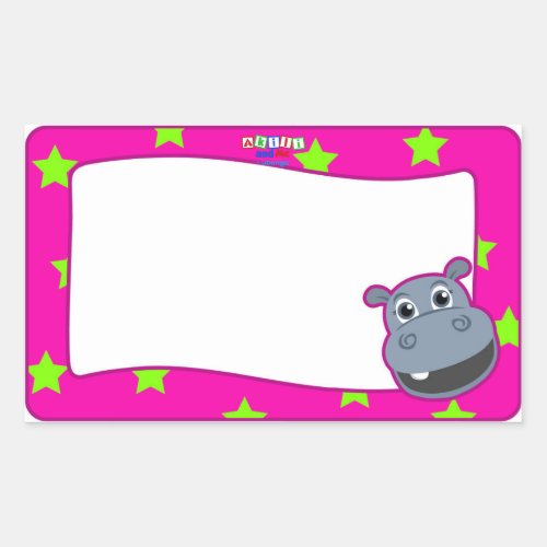 Happy Hippo Name Tag Sticker