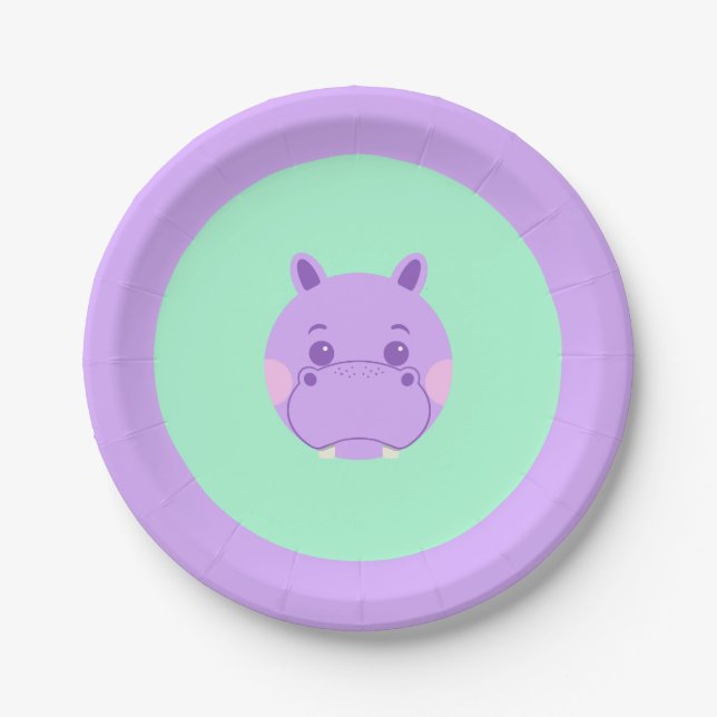 Happy Hippo Paper Plates (Front)