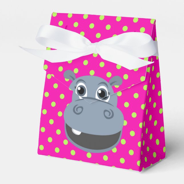 Happy Hippo Party Favor Box (Front Side)