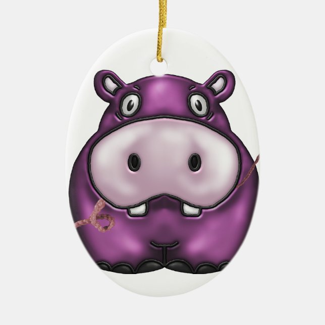 happy hippo products ceramic ornament (Front)
