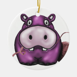 happy hippo products ceramic ornament