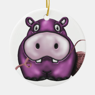 happy hippo products ceramic ornament