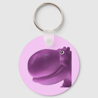 Happy Hippo Purple Keychain
