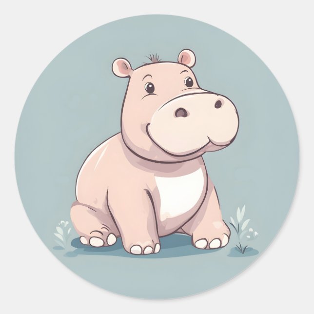 Happy Hippo Sticker (Front)