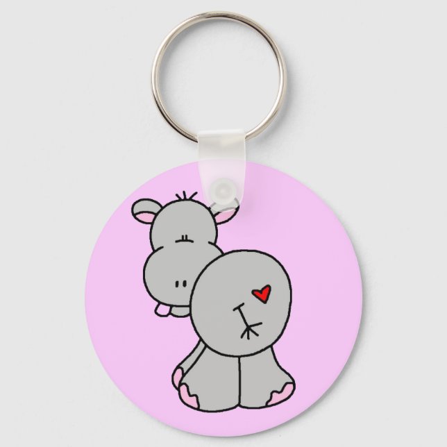 Happy Hippo Tshirts and Gifts Keychain (Front)