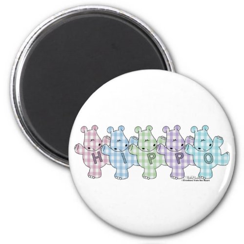 Happy Hippos pastel gingham Magnet