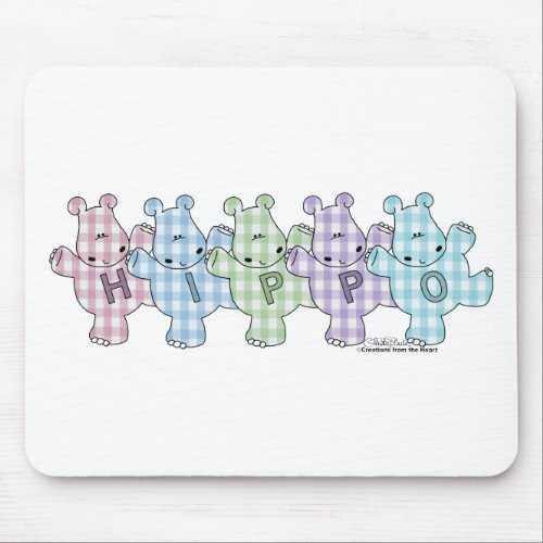 Happy Hippos pastel gingham Mouse Pad