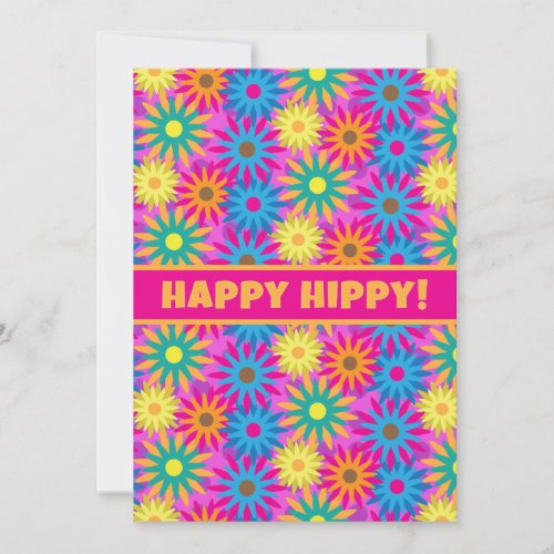 Happy Hippy Birthday 1960s Retro 60th BDay Party Invitation