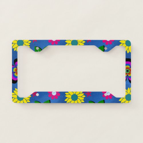 Happy Hippy _ Blue License Plate Frame