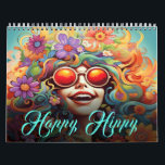 Happy Hippy Calendar<br><div class="desc">A hippie-themed psychedelic and groovy calendar would make a fantastic gift for a myriad of reasons. Beyond just keeping track of dates, this unique calendar serves as a daily burst of color, creativity, and positivity, harkening back to the 1960s and 70s era of love, peace, and free expression. Each month...</div>