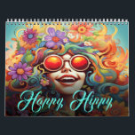 Happy Hippy Calendar<br><div class="desc">A hippie-themed psychedelic and groovy calendar would make a fantastic gift for a myriad of reasons. Beyond just keeping track of dates, this unique calendar serves as a daily burst of color, creativity, and positivity, harkening back to the 1960s and 70s era of love, peace, and free expression. Each month...</div>