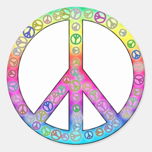 Happy Hippy Color Peace Sign Sticker