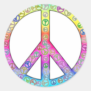 Happy Hippy Color Peace Sign Sticker