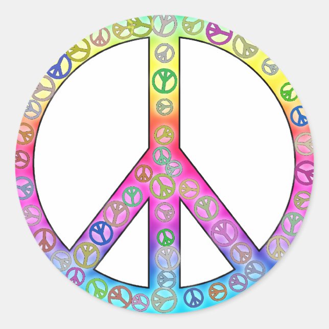 Happy Hippy Color Peace Sign Sticker (Front)