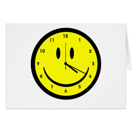 Happy Hippy face clock Cards (Front Horizontal)