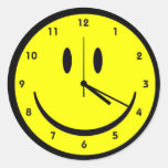Happy Hippy face clock Classic Round Sticker