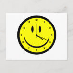 Happy Hippy face clock Postcard