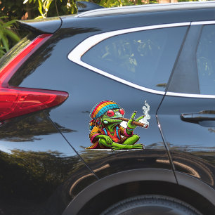 Happy Hippy Iguana Smoking Cigar Art Sticker