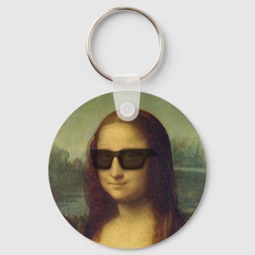 Happy Hipster Mona Lisa Shades Leonardo da Vinci Keychain