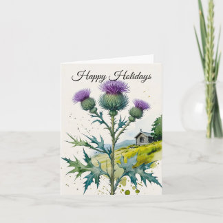 Happy Hlidays Thistle Scottish Highlands Holiday Card
