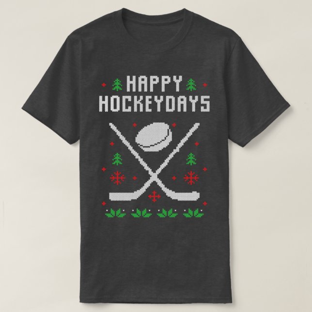 Happy Hockey Days Funny Ugly Christmas Sweater  (Design Front)
