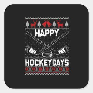 Happy Hockeydays Funny Christmas Ice Hockey Player Square Sticker