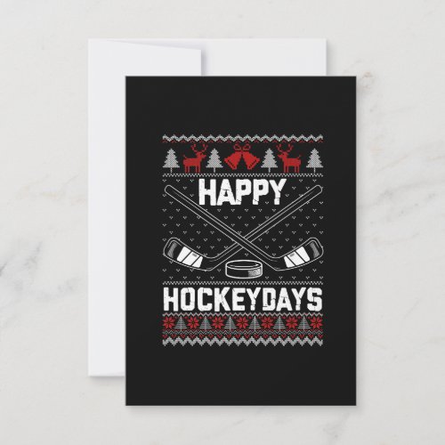 Happy Hockeydays Funny Christmas Ice Hockey Player Thank You Card