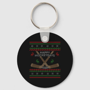Happy Hockeydays Hockey Funny Hockey Player Christ Keychain