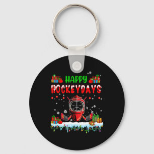 Happy Hockeydays Xmas Hockey Helmet Costume Player Keychain
