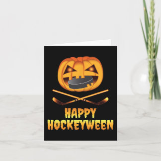 Happy Hockeyween Hockey Pumpkin Eating Puck Fun Ha Card