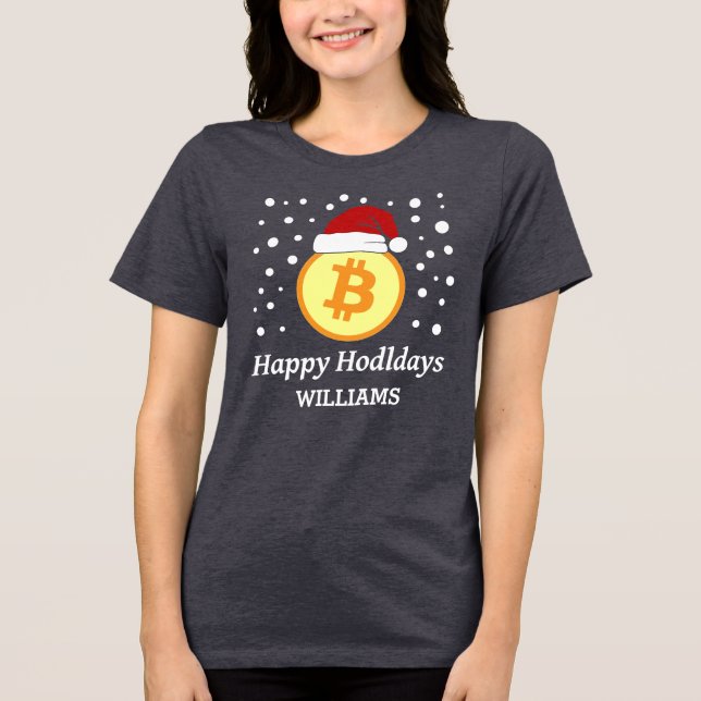 Happy Hodldays - Bitcoin with Qr code Xmas 2026 Tri-Blend Shirt (Front)
