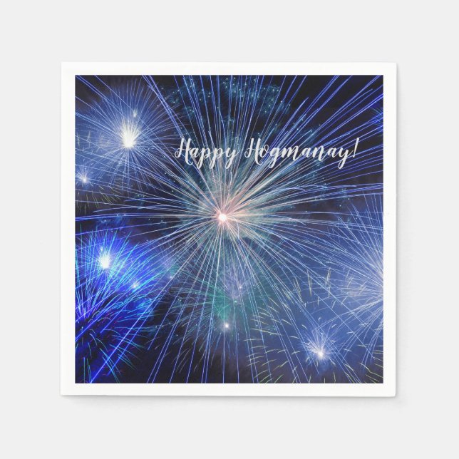 Happy Hogmanay Party Scottish New Year Fireworks Napkins (Front)