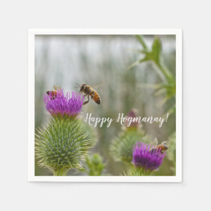 Happy Hogmanay Party Scottish Thistle Honey Bees Napkins