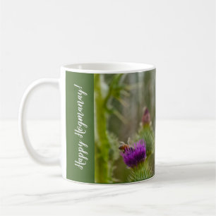 Happy Hogmanay Scottish Thistle Honey Bees Coffee Mug