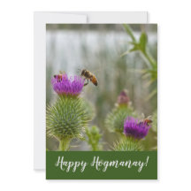 Happy Hogmanay Scottish Thistle Honey Bees