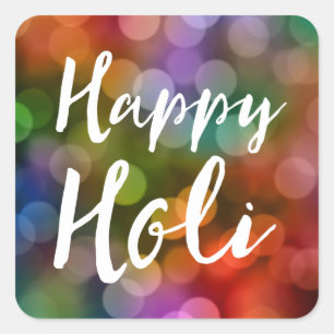 Happy Holi Bokeh Square Sticker