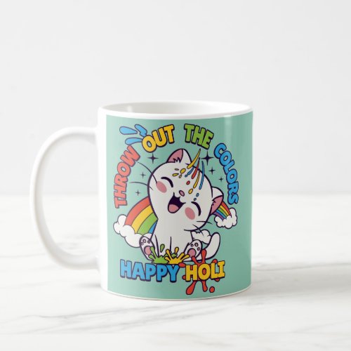 Happy Holi Cat Coffee Mug