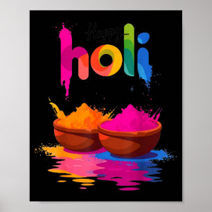 Happy holi color powder festival of colors design poster