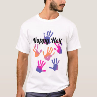 Happy Holi Colorful Handprint T-Shirt