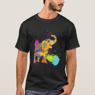 Happy Holi Colors India Hindu Spring Elephant Hol T-Shirt
