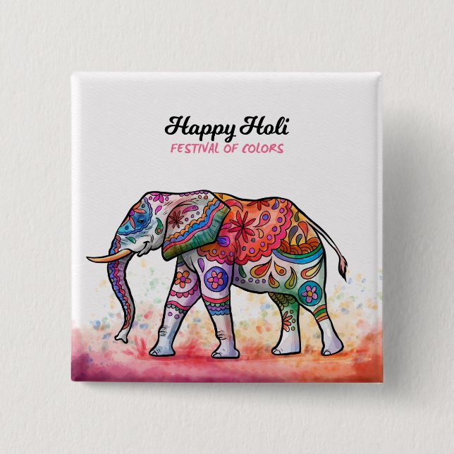 Happy Holi - Festival Colors Button (Front)