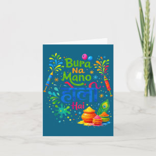 Happy holi festival india colors bura na mano holi card