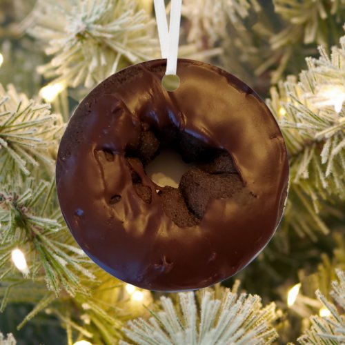 Happy Holi_Glaze Chocolate Donut Metal Ornament