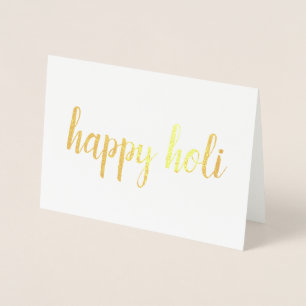 happy holi gold foil card