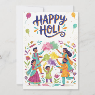 Happy Holi Greeting Card - Family Color Festival