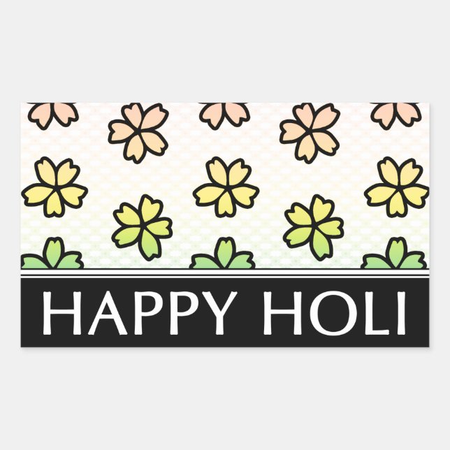 happy holi spring festival rectangular sticker (Front)
