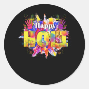 Happy Holi Water Color India Hindu Classic Round Sticker